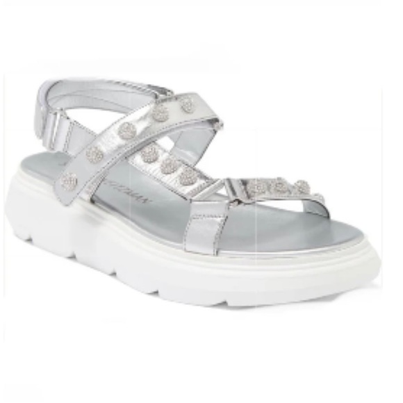 Stuart Weitzman Shoes - Silver crystal sandals. Thick sole Very comfy. Worn once Pristine condition